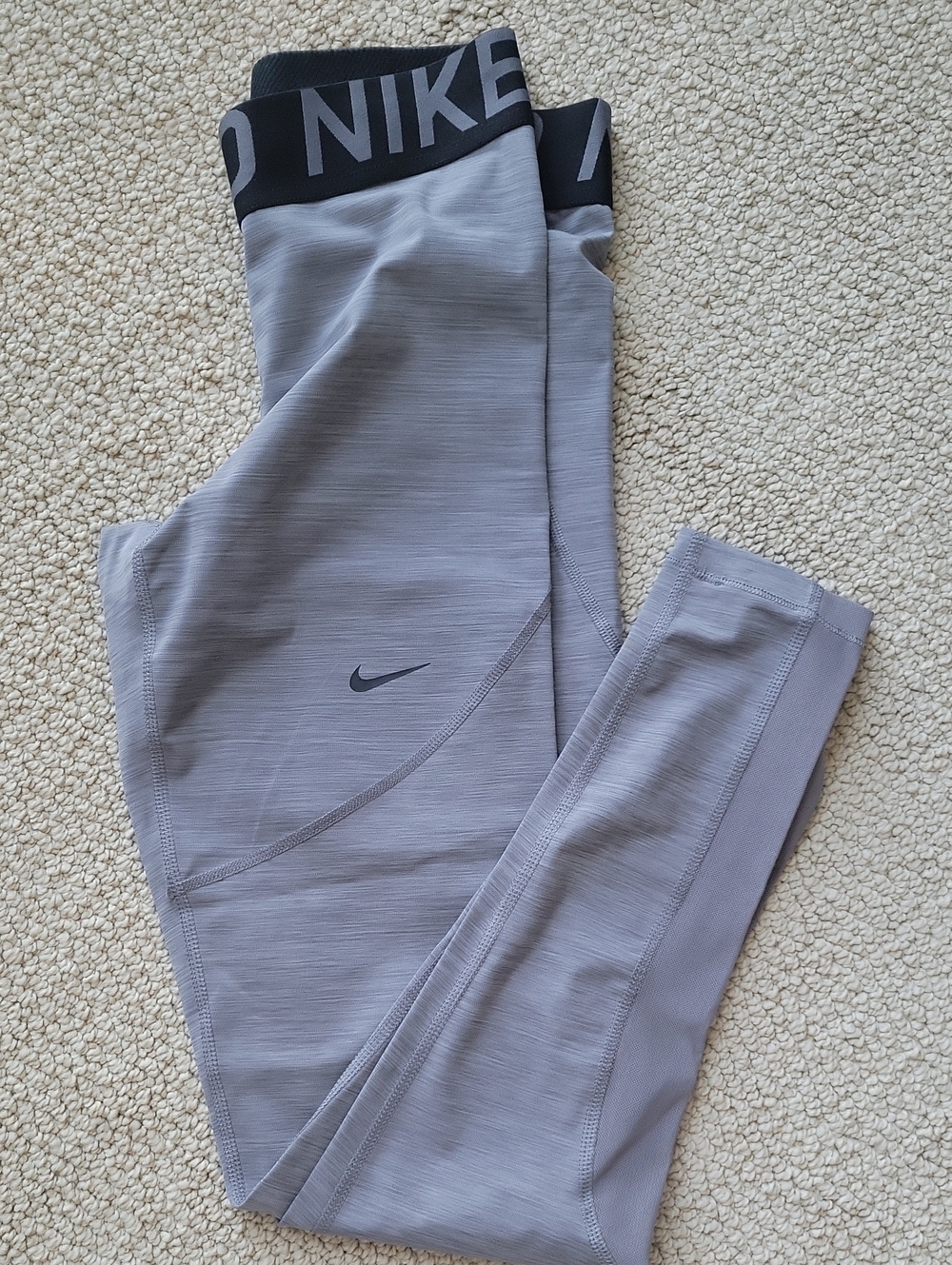 Nike Girls' Light Gray Logo Waistband Leggings